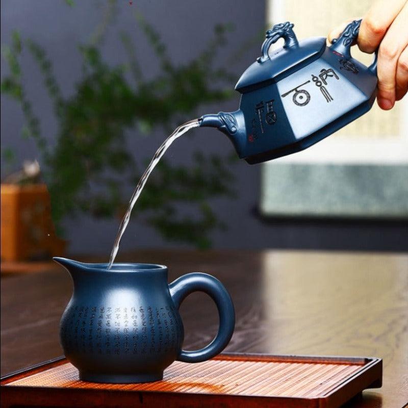 Full Handmade Yixing Zisha Teapot [Huna Baifu] 1 Pot 5 Cups Set (Tian Qing Ni - 320ml) - YIQIN TEA HOUSE | yiqinteahouse.com | >300ml, autopostr_instagram_69921, full handmade zisha teapot, new arrival, teapot, teaware, teaware set