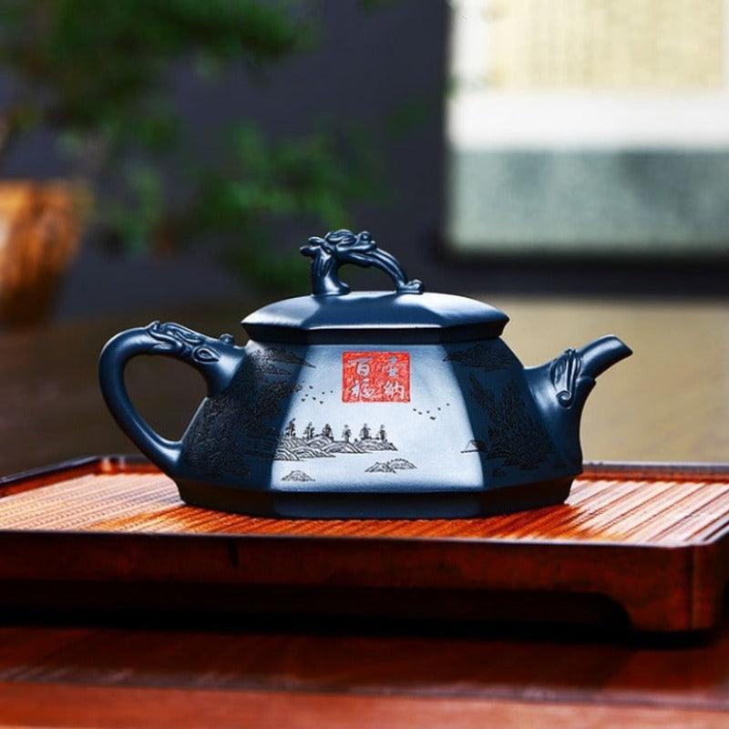 Full Handmade Yixing Zisha Teapot [Huna Baifu] 1 Pot 5 Cups Set (Tian Qing Ni - 320ml) - YIQIN TEA HOUSE | yiqinteahouse.com | >300ml, autopostr_instagram_69921, full handmade zisha teapot, new arrival, teapot, teaware, teaware set