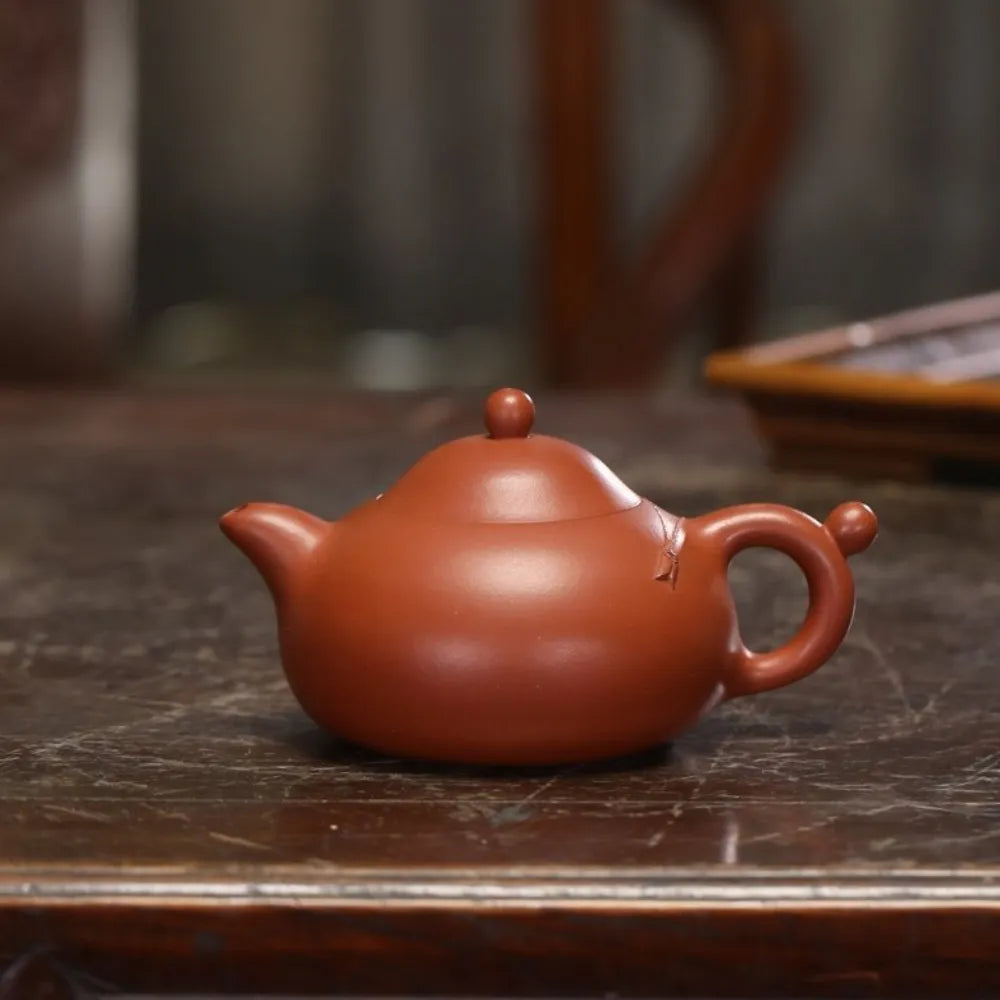 Full Handmade Yixing Zisha Teapot [Jade Cicada Pot] (Zhu Ni - 330ml) - YIQIN TEA HOUSE | yiqinteahouse.com | >300ml, full handmade zisha teapot, new arrival, plain smooth, teapot, teaware