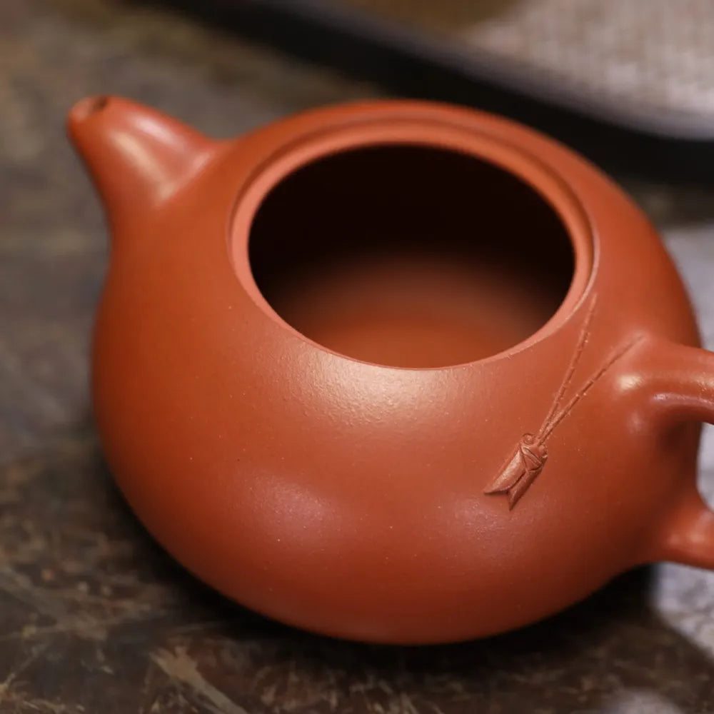 Full Handmade Yixing Zisha Teapot [Jade Cicada Pot] (Zhu Ni - 330ml) - YIQIN TEA HOUSE | yiqinteahouse.com | >300ml, full handmade zisha teapot, new arrival, plain smooth, teapot, teaware