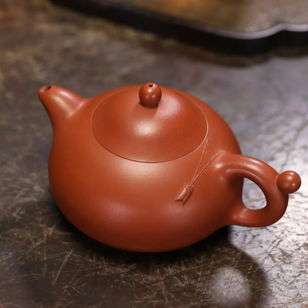 Full Handmade Yixing Zisha Teapot [Jade Cicada Pot] (Zhu Ni - 330ml) - YIQIN TEA HOUSE | yiqinteahouse.com | >300ml, full handmade zisha teapot, new arrival, plain smooth, teapot, teaware