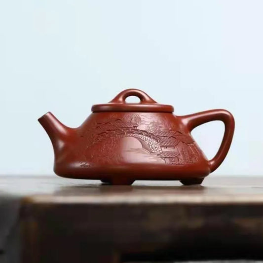 Full Handmade Yixing Zisha Teapot [Jiangnan Ziye Shi Piao Pot] (Dahongpao - 220ml) - YIQIN TEA HOUSE | yiqinteahouse.com | 200-300ml, full handmade zisha teapot, new arrival, teapot, teaware