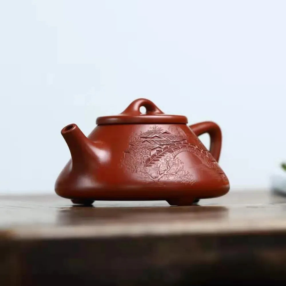 Full Handmade Yixing Zisha Teapot [Jiangnan Ziye Shi Piao Pot] (Dahongpao - 220ml) - YIQIN TEA HOUSE | yiqinteahouse.com | 200-300ml, full handmade zisha teapot, new arrival, teapot, teaware