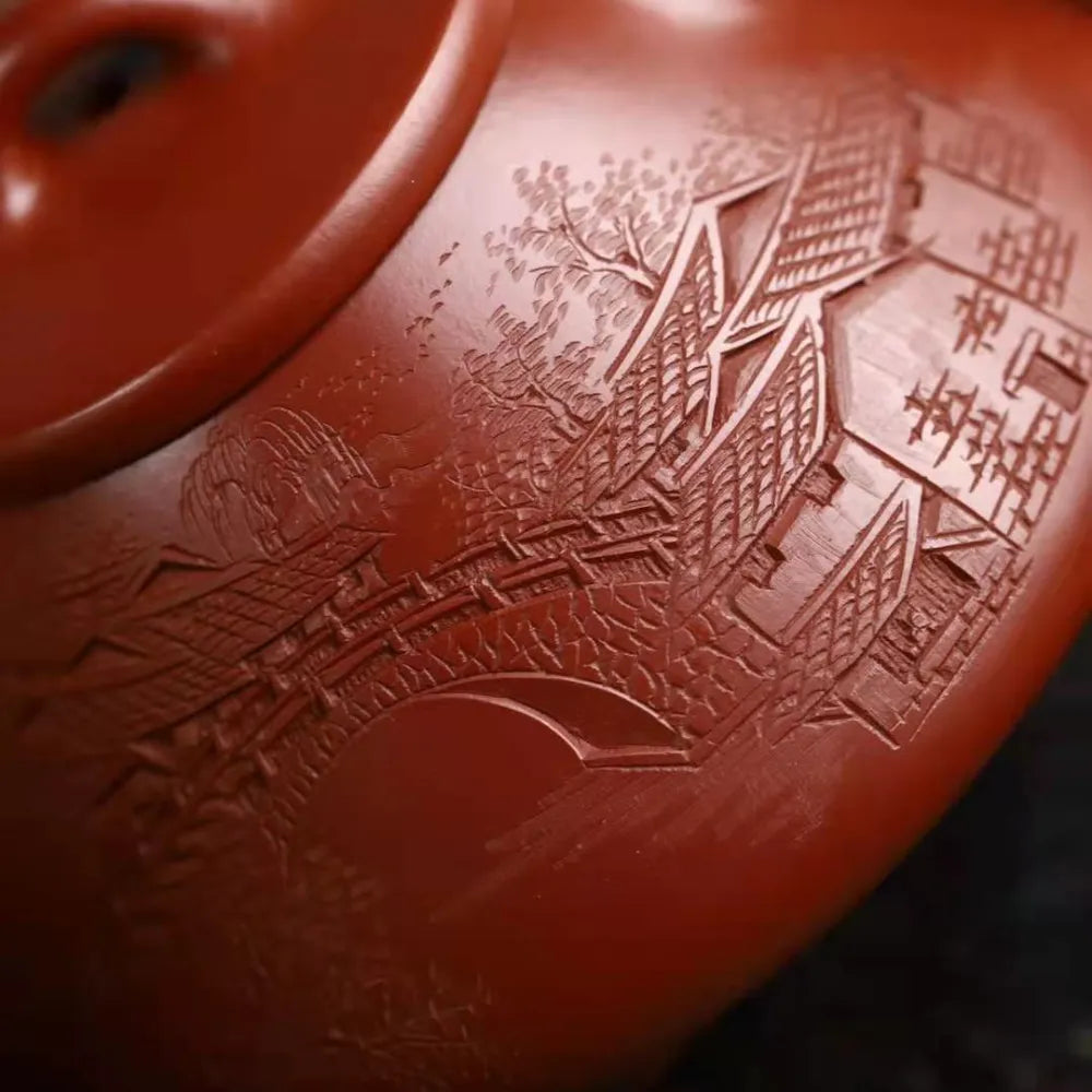 Full Handmade Yixing Zisha Teapot [Jiangnan Ziye Shi Piao Pot] (Dahongpao - 220ml) - YIQIN TEA HOUSE | yiqinteahouse.com | 200-300ml, full handmade zisha teapot, new arrival, teapot, teaware