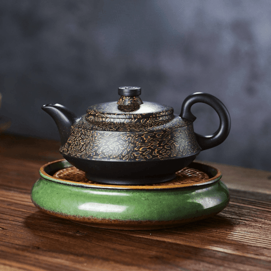 Full Handmade Yixing Purple Clay Teapot [Jin Qian Bao] | 全手工宜兴紫砂壶 珍藏黑绞泥 [金钱豹] - YIQIN TEA HOUSE 一沁茶舍  |  yiqinteahouse.com