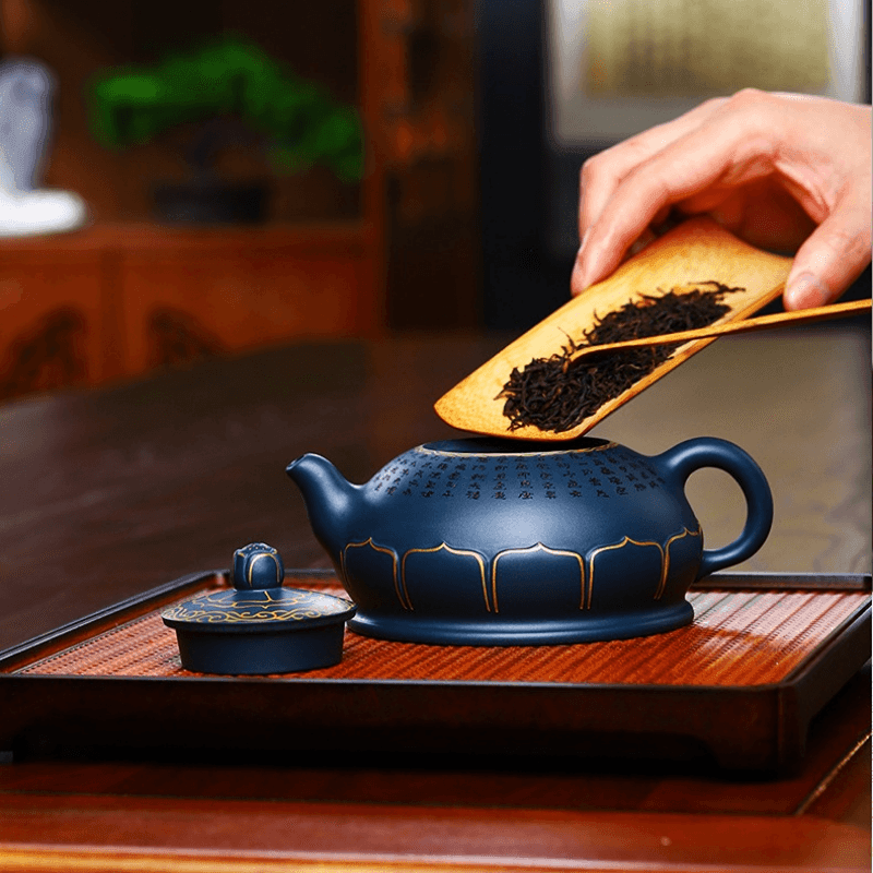 Full Handmade Yixing Zisha Teapot [Jixiang Jinlian] (Tian Qing Ni - 350ml) - YIQIN TEA HOUSE | yiqinteahouse.com | >300ml, autopostr_instagram_69921, full handmade zisha teapot, teapot, teaware