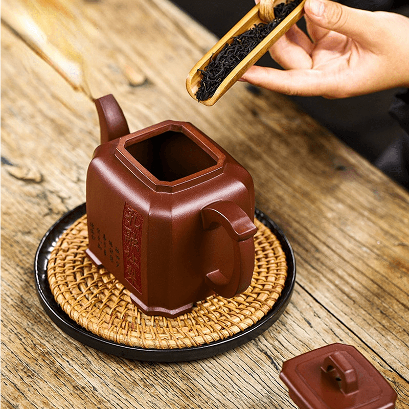Full Handmade Yixing Zisha Teapot [Kong Rong Rang Li 孔融让梨] (Di Cao Qing - 550ml) - YIQIN TEA HOUSE | yiqinteahouse.com | >300ml, full handmade zisha teapot, new arrival, teapot, teaware