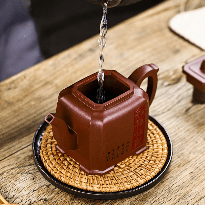 Full Handmade Yixing Zisha Teapot [Kong Rong Rang Li 孔融让梨] (Di Cao Qing - 550ml) - YIQIN TEA HOUSE | yiqinteahouse.com | >300ml, full handmade zisha teapot, new arrival, teapot, teaware