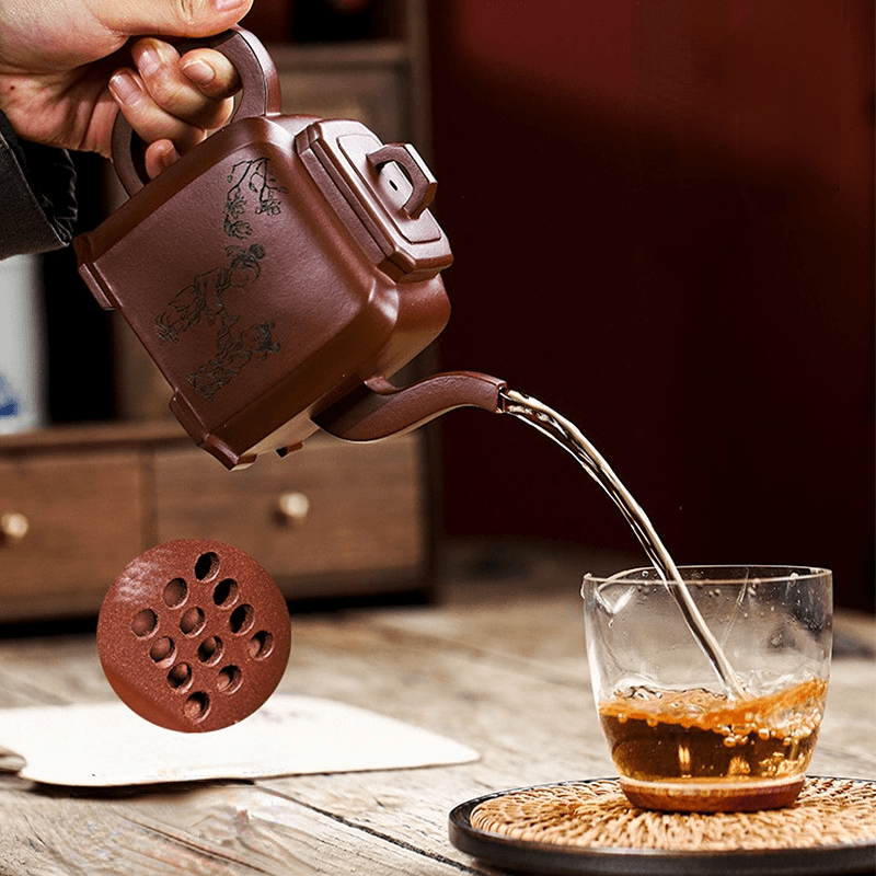 Full Handmade Yixing Zisha Teapot [Kong Rong Rang Li 孔融让梨] (Di Cao Qing - 550ml) - YIQIN TEA HOUSE | yiqinteahouse.com | >300ml, full handmade zisha teapot, new arrival, teapot, teaware