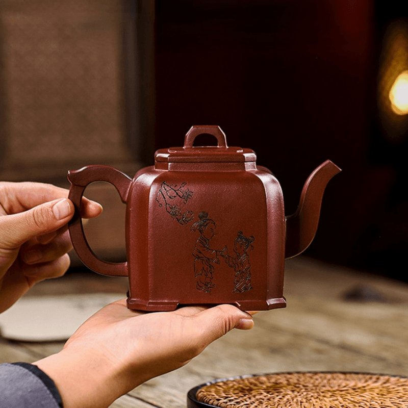Full Handmade Yixing Zisha Teapot [Kong Rong Rang Li 孔融让梨] (Di Cao Qing - 550ml) - YIQIN TEA HOUSE | yiqinteahouse.com | >300ml, full handmade zisha teapot, new arrival, teapot, teaware