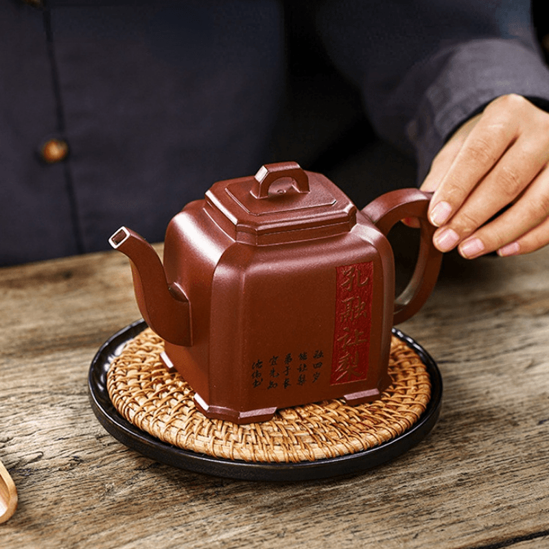 Full Handmade Yixing Zisha Teapot [Kong Rong Rang Li 孔融让梨] (Di Cao Qing - 550ml) - YIQIN TEA HOUSE | yiqinteahouse.com | >300ml, full handmade zisha teapot, new arrival, teapot, teaware