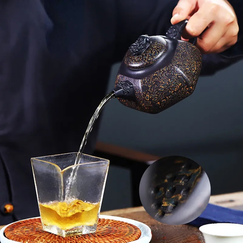 Full Handmade Yixing Zisha Teapot [Liufang Hei Bao] (Hei Jiao Ni - 310ml) - YIQIN TEA HOUSE | yiqinteahouse.com | >300ml, full handmade zisha teapot, new arrival, plain smooth, teapot, teaware