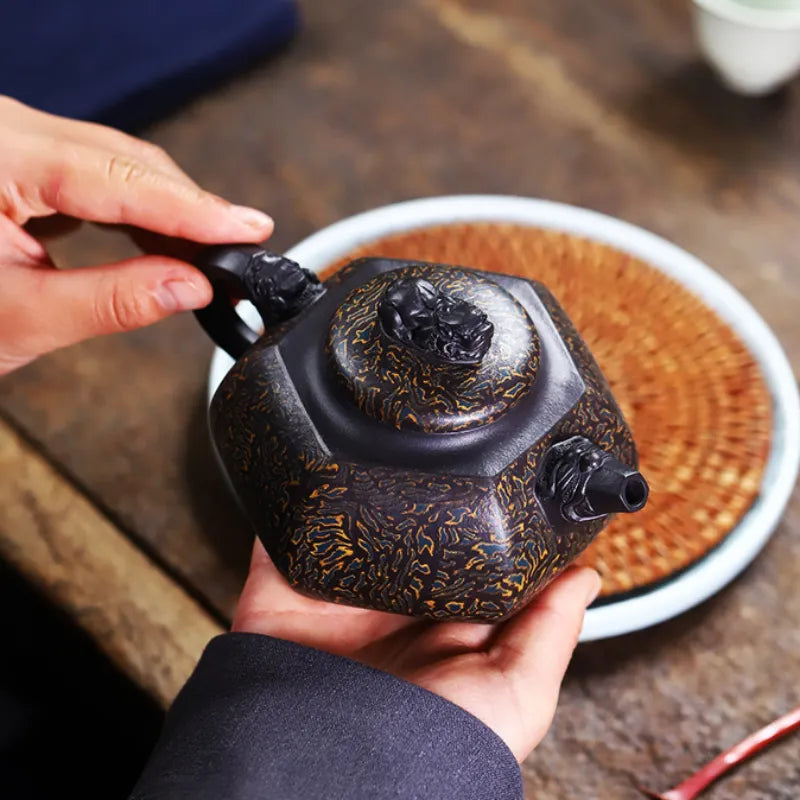 Full Handmade Yixing Zisha Teapot [Liufang Hei Bao] (Hei Jiao Ni - 310ml) - YIQIN TEA HOUSE | yiqinteahouse.com | >300ml, full handmade zisha teapot, new arrival, plain smooth, teapot, teaware