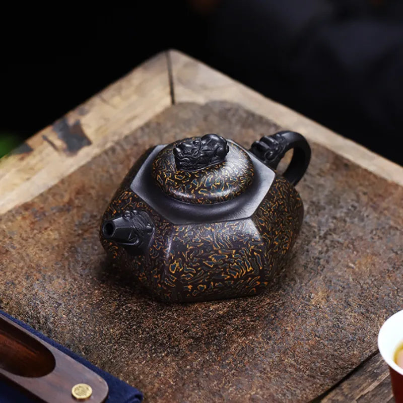 Full Handmade Yixing Zisha Teapot [Liufang Hei Bao] (Hei Jiao Ni - 310ml) - YIQIN TEA HOUSE | yiqinteahouse.com | >300ml, full handmade zisha teapot, new arrival, plain smooth, teapot, teaware