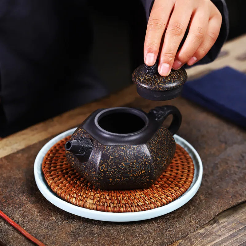 Full Handmade Yixing Zisha Teapot [Liufang Hei Bao] (Hei Jiao Ni - 310ml) - YIQIN TEA HOUSE | yiqinteahouse.com | >300ml, full handmade zisha teapot, new arrival, plain smooth, teapot, teaware