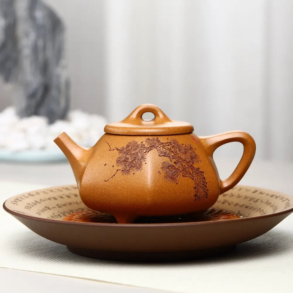 Full Handmade Yixing Zisha Teapot [Liufang Shi Piao Pot] (Wucai Lao Duan Ni - 260ml) - YIQIN TEA HOUSE | yiqinteahouse.com | 200-300ml, full handmade zisha teapot, new arrival, teapot, teaware