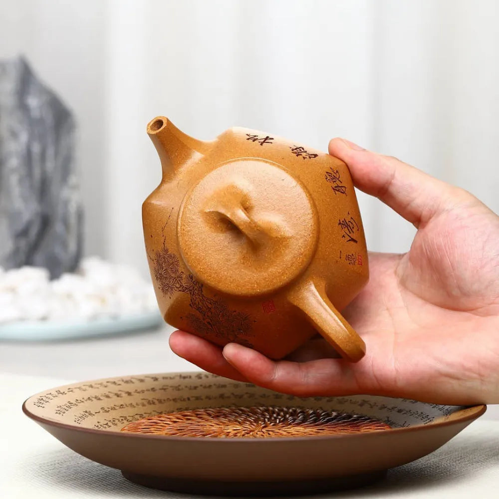 Full Handmade Yixing Zisha Teapot [Liufang Shi Piao Pot] (Wucai Lao Duan Ni - 260ml) - YIQIN TEA HOUSE | yiqinteahouse.com | 200-300ml, full handmade zisha teapot, new arrival, teapot, teaware