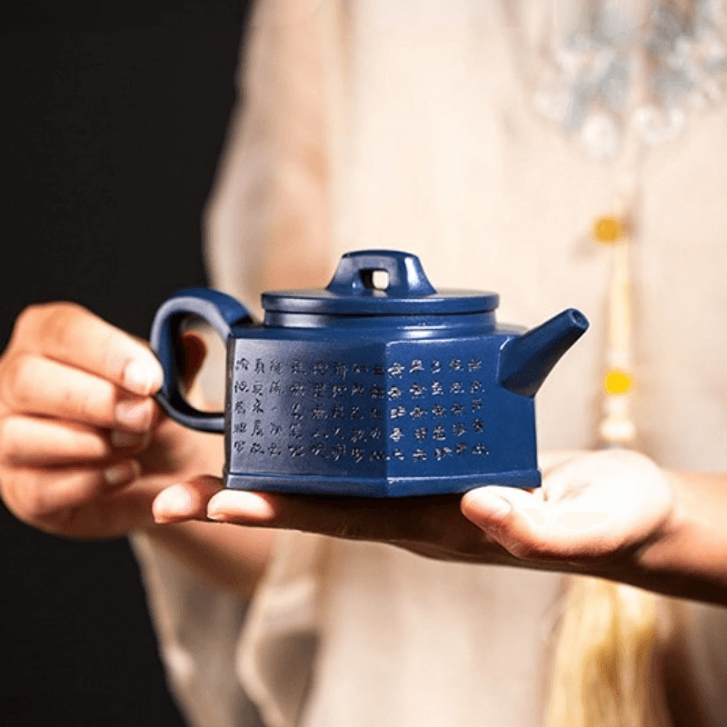 Full Handmade Yixing Zisha Teapot [Liufang Xin Lan] 1 Pot 5 Cups Set (Tian Qing Ni - 230ml) - YIQIN TEA HOUSE | yiqinteahouse.com | 200-300ml, full handmade zisha teapot, new arrival, teapot, teaware, teaware set