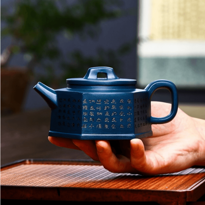 Full Handmade Yixing Zisha Teapot [Liufang Xin Lan] 1 Pot 5 Cups Set (Tian Qing Ni - 230ml) - YIQIN TEA HOUSE | yiqinteahouse.com | 200-300ml, full handmade zisha teapot, new arrival, teapot, teaware, teaware set