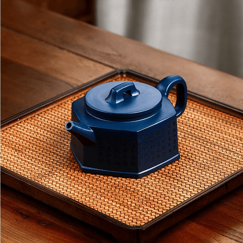 Full Handmade Yixing Zisha Teapot [Liufang Xin Lan] 1 Pot 5 Cups Set (Tian Qing Ni - 230ml) - YIQIN TEA HOUSE | yiqinteahouse.com | 200-300ml, full handmade zisha teapot, new arrival, teapot, teaware, teaware set