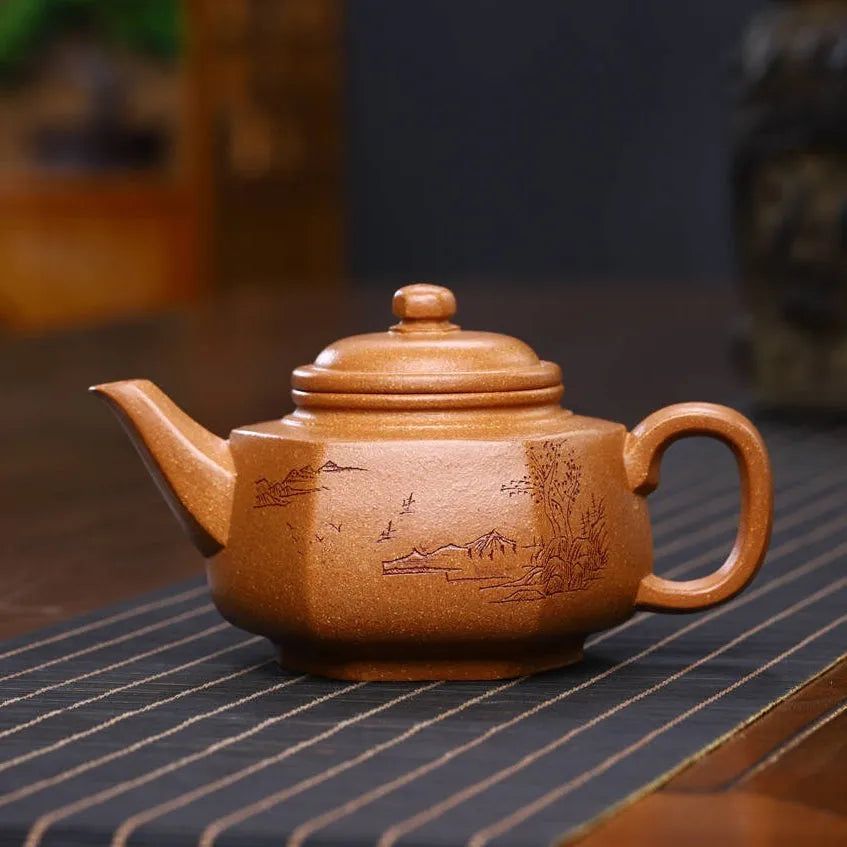 Full Handmade Yixing Zisha Teapot [Liufang Yun Zhong Pot] (Wucai Lao Duan Ni - 280ml) - YIQIN TEA HOUSE | yiqinteahouse.com | 200-300ml, full handmade zisha teapot, new arrival, teapot, teaware