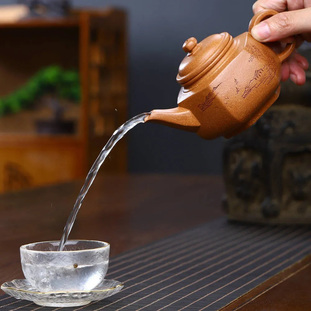 Full Handmade Yixing Zisha Teapot [Liufang Yun Zhong Pot] (Wucai Lao Duan Ni - 280ml) - YIQIN TEA HOUSE | yiqinteahouse.com | 200-300ml, full handmade zisha teapot, new arrival, teapot, teaware