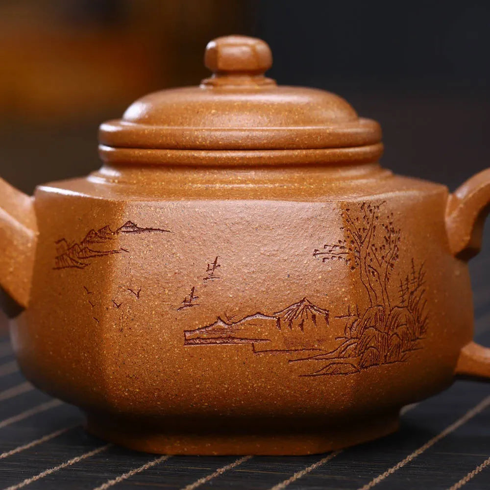 Full Handmade Yixing Zisha Teapot [Liufang Yun Zhong Pot] (Wucai Lao Duan Ni - 280ml) - YIQIN TEA HOUSE | yiqinteahouse.com | 200-300ml, full handmade zisha teapot, new arrival, teapot, teaware