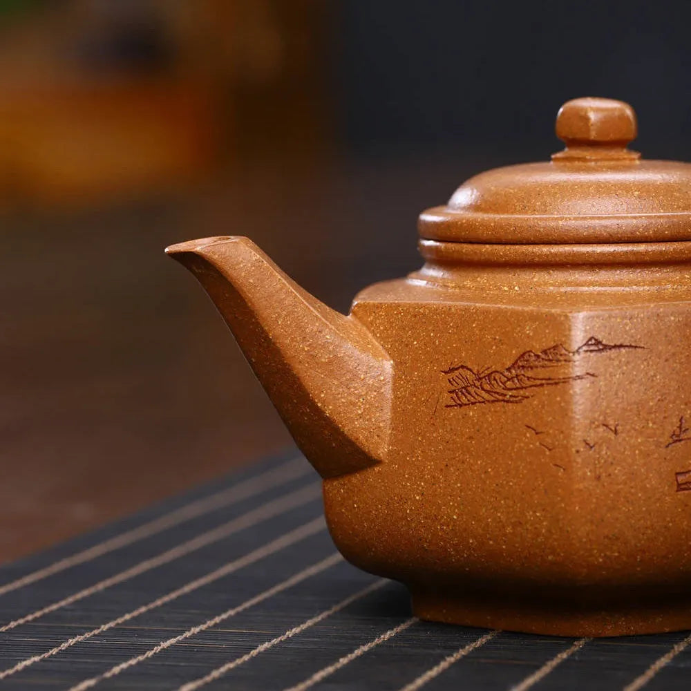 Full Handmade Yixing Zisha Teapot [Liufang Yun Zhong Pot] (Wucai Lao Duan Ni - 280ml) - YIQIN TEA HOUSE | yiqinteahouse.com | 200-300ml, full handmade zisha teapot, new arrival, teapot, teaware