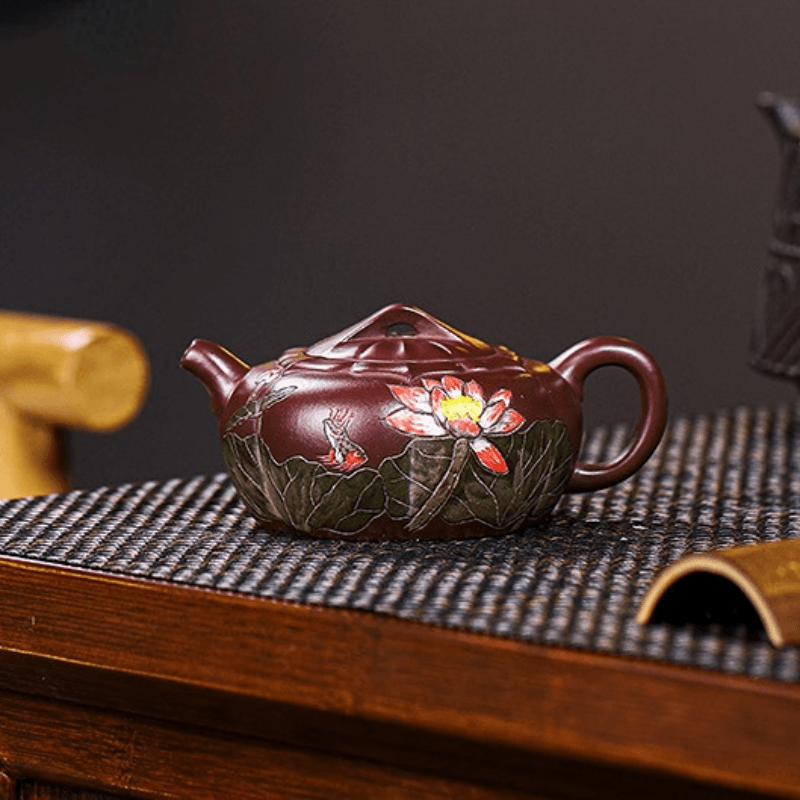 Full Handmade Yixing Zisha Teapot [Lotus Pond] (Zi Jia Ni - 200ml) - YIQIN TEA HOUSE | yiqinteahouse.com | 200-300ml, full handmade zisha teapot, new arrival, teapot, teaware