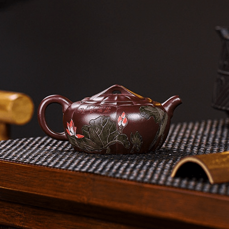 Full Handmade Yixing Zisha Teapot [Lotus Pond] (Zi Jia Ni - 200ml) - YIQIN TEA HOUSE | yiqinteahouse.com | 200-300ml, full handmade zisha teapot, new arrival, teapot, teaware