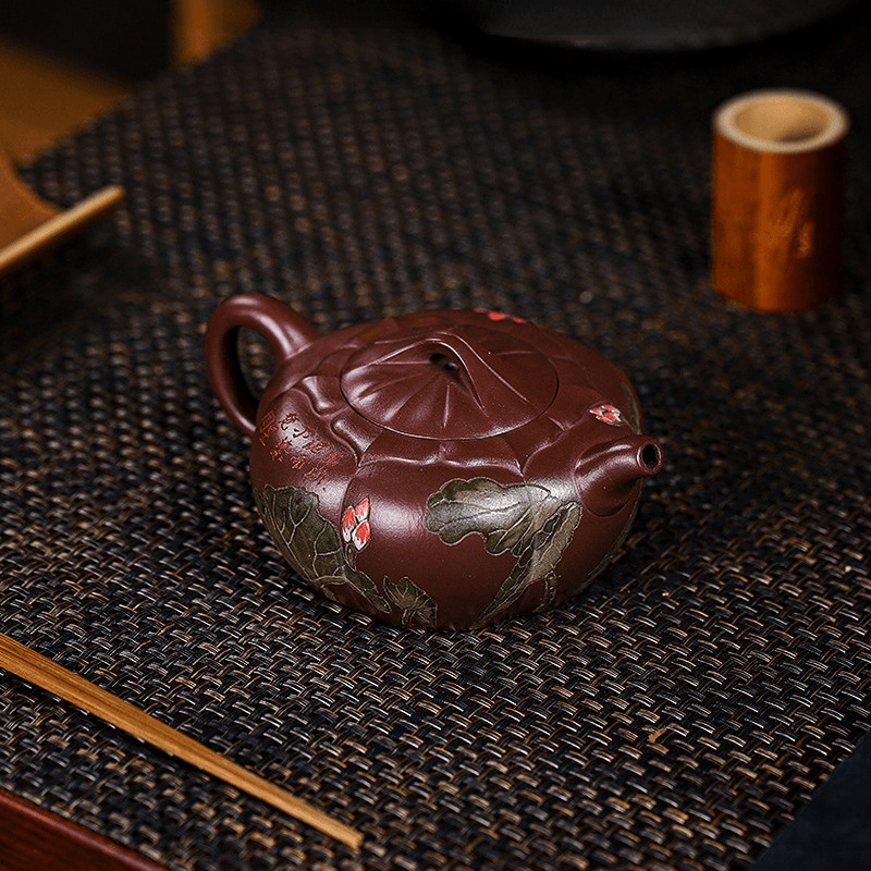 Full Handmade Yixing Zisha Teapot [Lotus Pond] (Zi Jia Ni - 200ml) - YIQIN TEA HOUSE | yiqinteahouse.com | 200-300ml, full handmade zisha teapot, new arrival, teapot, teaware