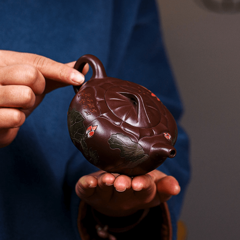 Full Handmade Yixing Zisha Teapot [Lotus Pond] (Zi Jia Ni - 200ml) - YIQIN TEA HOUSE | yiqinteahouse.com | 200-300ml, full handmade zisha teapot, new arrival, teapot, teaware