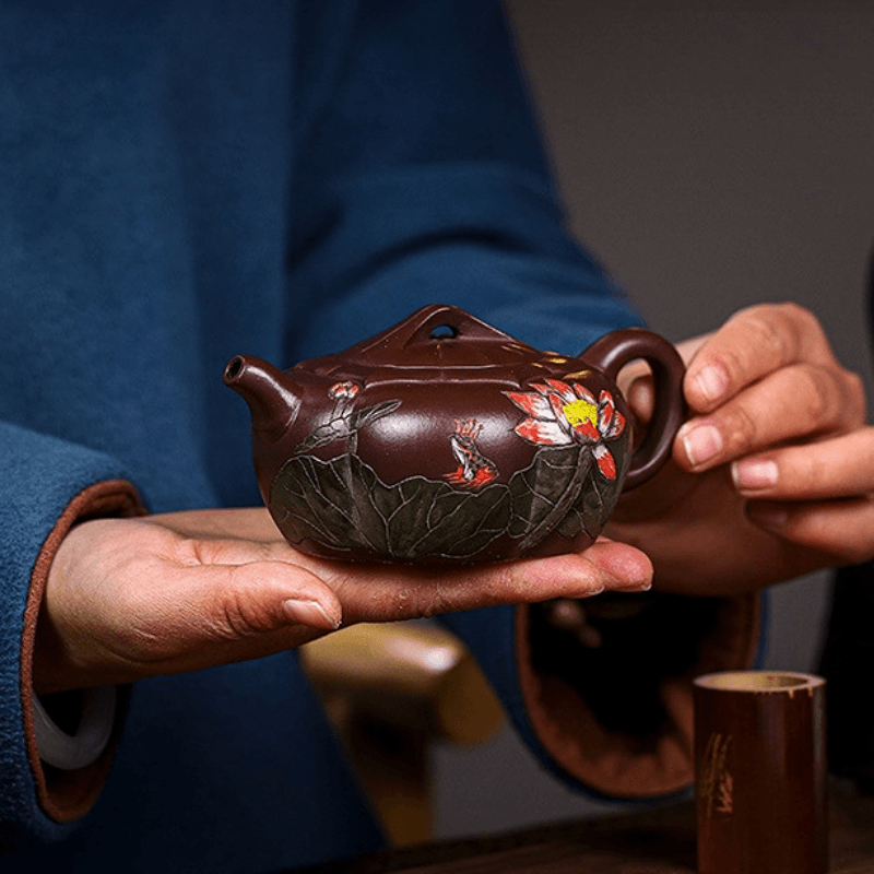 Full Handmade Yixing Zisha Teapot [Lotus Pond] (Zi Jia Ni - 200ml) - YIQIN TEA HOUSE | yiqinteahouse.com | 200-300ml, full handmade zisha teapot, new arrival, teapot, teaware