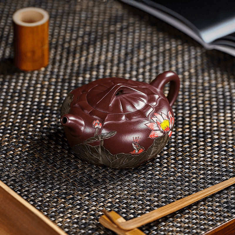 Full Handmade Yixing Zisha Teapot [Lotus Pond] (Zi Jia Ni - 200ml) - YIQIN TEA HOUSE | yiqinteahouse.com | 200-300ml, full handmade zisha teapot, new arrival, teapot, teaware