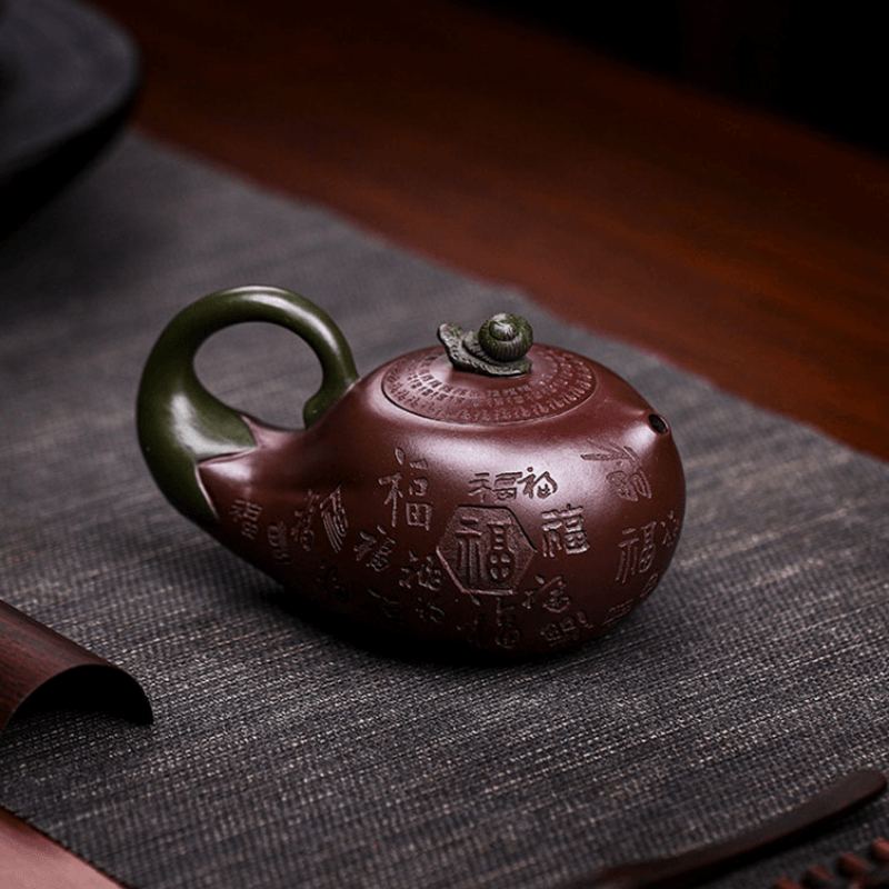 Full Handmade Yixing Zisha Teapot [Lucky Eggplant] (Zi Jia Ni - 320ml) - YIQIN TEA HOUSE | yiqinteahouse.com | 200-300ml, full handmade zisha teapot, new arrival, teapot, teaware