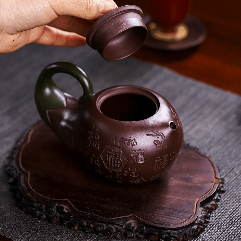 Full Handmade Yixing Zisha Teapot [Lucky Eggplant] (Zi Jia Ni - 320ml) - YIQIN TEA HOUSE | yiqinteahouse.com | 200-300ml, full handmade zisha teapot, new arrival, teapot, teaware