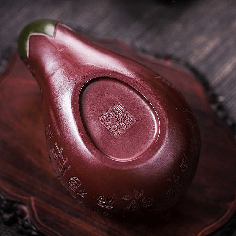 Full Handmade Yixing Zisha Teapot [Lucky Eggplant] (Zi Jia Ni - 320ml) - YIQIN TEA HOUSE | yiqinteahouse.com | 200-300ml, full handmade zisha teapot, new arrival, teapot, teaware