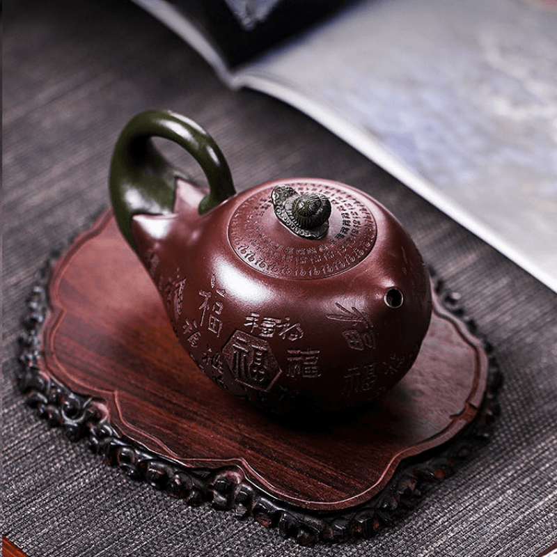 Full Handmade Yixing Zisha Teapot [Lucky Eggplant] (Zi Jia Ni - 320ml) - YIQIN TEA HOUSE | yiqinteahouse.com | 200-300ml, full handmade zisha teapot, new arrival, teapot, teaware