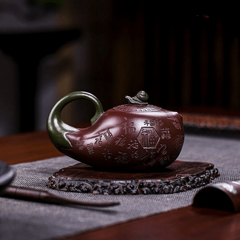 Full Handmade Yixing Zisha Teapot [Lucky Eggplant] (Zi Jia Ni - 320ml) - YIQIN TEA HOUSE | yiqinteahouse.com | 200-300ml, full handmade zisha teapot, new arrival, teapot, teaware