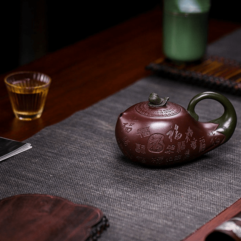 Full Handmade Yixing Zisha Teapot [Lucky Eggplant] (Zi Jia Ni - 320ml) - YIQIN TEA HOUSE | yiqinteahouse.com | 200-300ml, full handmade zisha teapot, new arrival, teapot, teaware