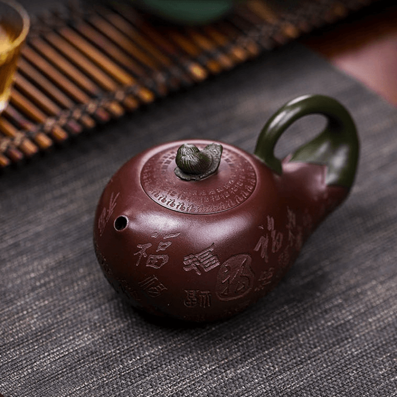 Full Handmade Yixing Zisha Teapot [Lucky Eggplant] (Zi Jia Ni - 320ml) - YIQIN TEA HOUSE | yiqinteahouse.com | 200-300ml, full handmade zisha teapot, new arrival, teapot, teaware