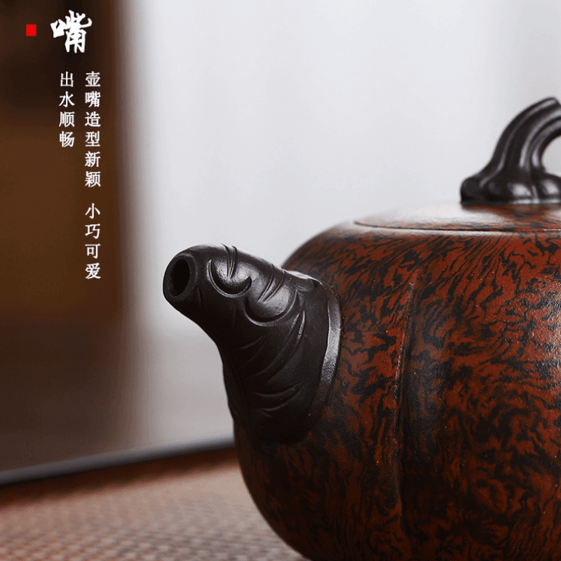 Full Handmade Yixing Zisha Teapot [Luxury Pumpkin] (Jiao Ni - 350ml) - YIQIN TEA HOUSE | yiqinteahouse.com | >300ml, full handmade zisha teapot, new arrival, teapot, teaware