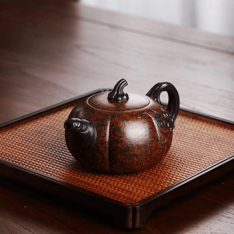 Full Handmade Yixing Zisha Teapot [Luxury Pumpkin] (Jiao Ni - 350ml) - YIQIN TEA HOUSE | yiqinteahouse.com | >300ml, full handmade zisha teapot, new arrival, teapot, teaware