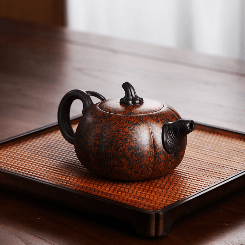 Full Handmade Yixing Zisha Teapot [Luxury Pumpkin] (Jiao Ni - 350ml) - YIQIN TEA HOUSE | yiqinteahouse.com | >300ml, full handmade zisha teapot, new arrival, teapot, teaware