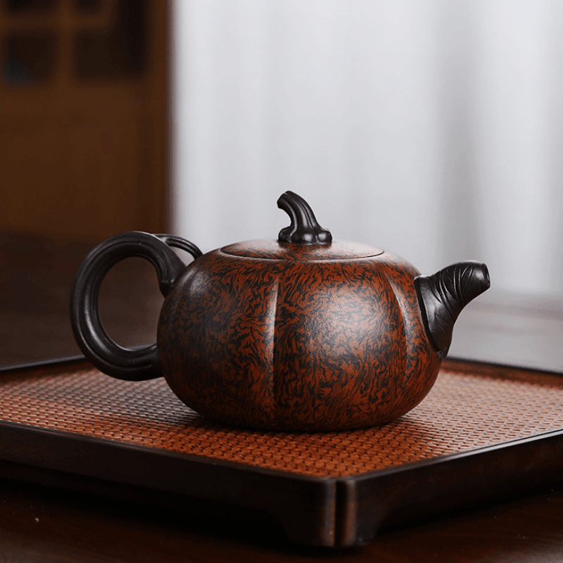 Full Handmade Yixing Zisha Teapot [Luxury Pumpkin] (Jiao Ni - 350ml) - YIQIN TEA HOUSE | yiqinteahouse.com | >300ml, full handmade zisha teapot, new arrival, teapot, teaware