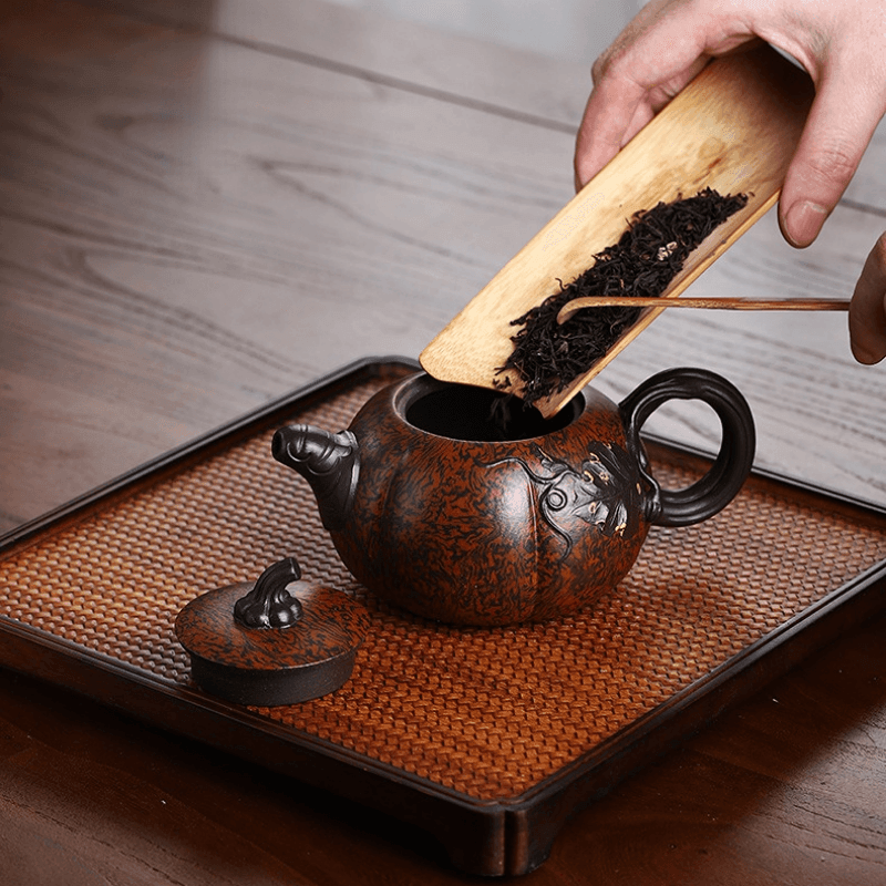 Full Handmade Yixing Zisha Teapot [Luxury Pumpkin] (Jiao Ni - 350ml) - YIQIN TEA HOUSE | yiqinteahouse.com | >300ml, full handmade zisha teapot, new arrival, teapot, teaware