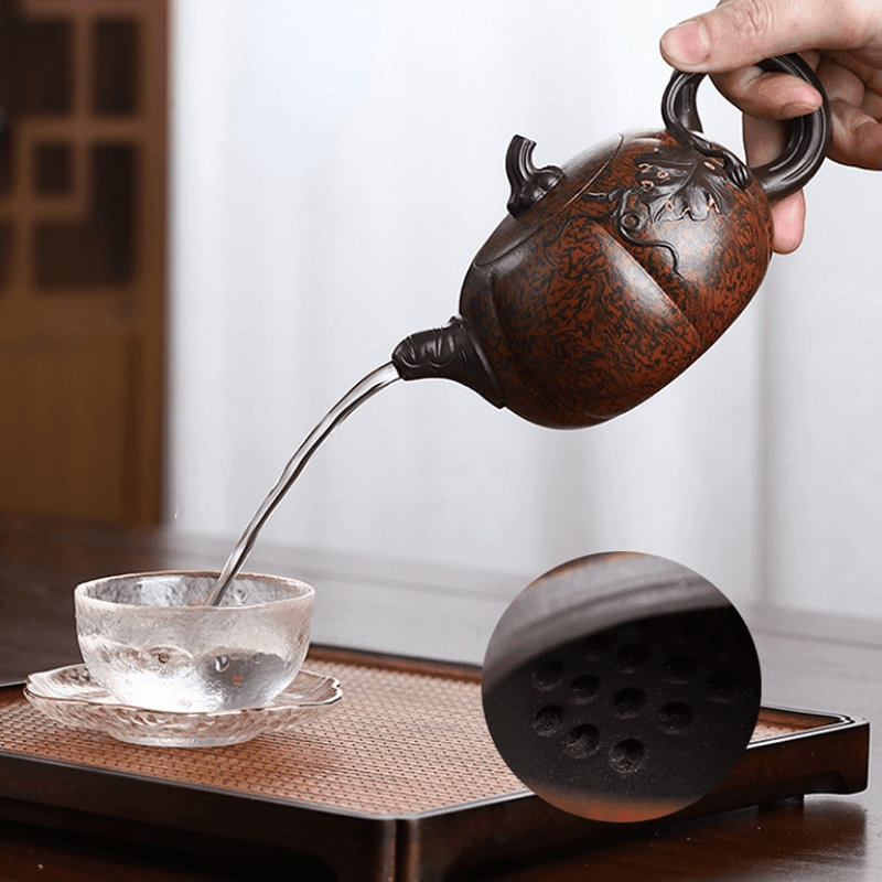 Full Handmade Yixing Zisha Teapot [Luxury Pumpkin] (Jiao Ni - 350ml) - YIQIN TEA HOUSE | yiqinteahouse.com | >300ml, full handmade zisha teapot, new arrival, teapot, teaware