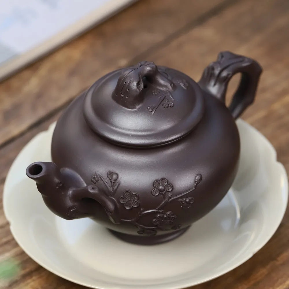 Full Handmade Yixing Zisha Teapot [Mei Bao Chun Pot] (Zi Ni - 370ml) - YIQIN TEA HOUSE | yiqinteahouse.com | >300ml, full handmade zisha teapot, new arrival, plain smooth, teapot, teaware