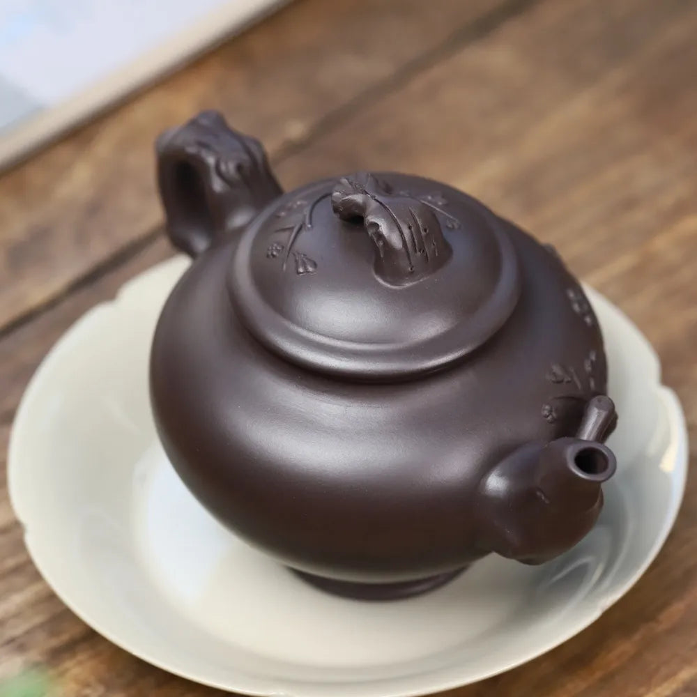 Full Handmade Yixing Zisha Teapot [Mei Bao Chun Pot] (Zi Ni - 370ml) - YIQIN TEA HOUSE | yiqinteahouse.com | >300ml, full handmade zisha teapot, new arrival, plain smooth, teapot, teaware