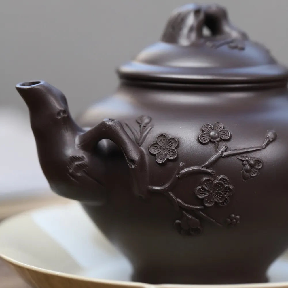 Full Handmade Yixing Zisha Teapot [Mei Bao Chun Pot] (Zi Ni - 370ml) - YIQIN TEA HOUSE | yiqinteahouse.com | >300ml, full handmade zisha teapot, new arrival, plain smooth, teapot, teaware